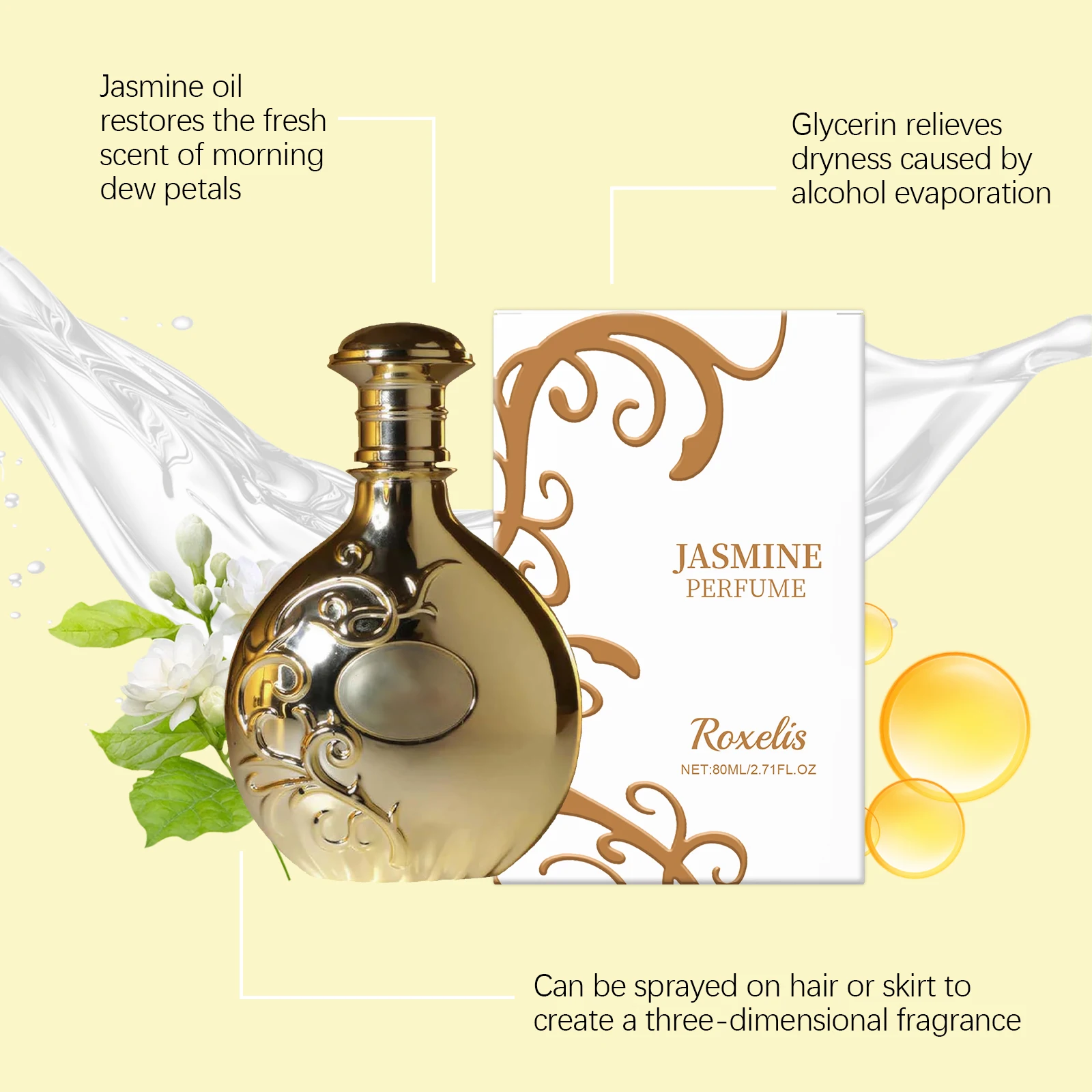 Jasmine Scent Spray Hair Perfume Body Mist Long-Lasting Whole Body Deodorant for Women Men Elegant Floral Fragrance Spray Odor Protection Eau De Toilette - Image 4
