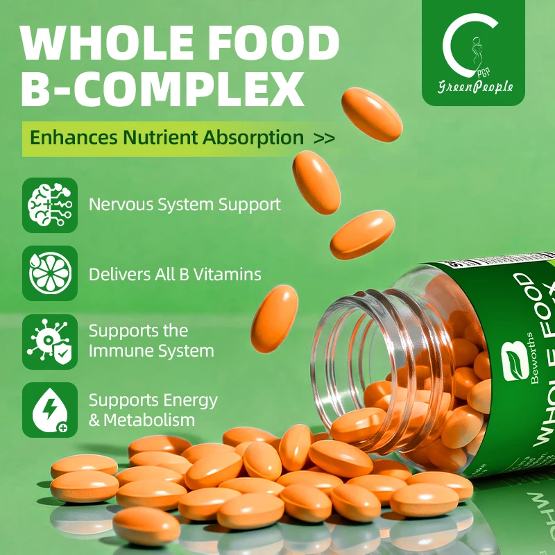 BEWORTHS Vitamin B Complex Capsules B1,B2,B3,B5,B6,B7,B12 Whole Food Supplement for Stress, Energy and Immune Support Non-GMO - Image 4