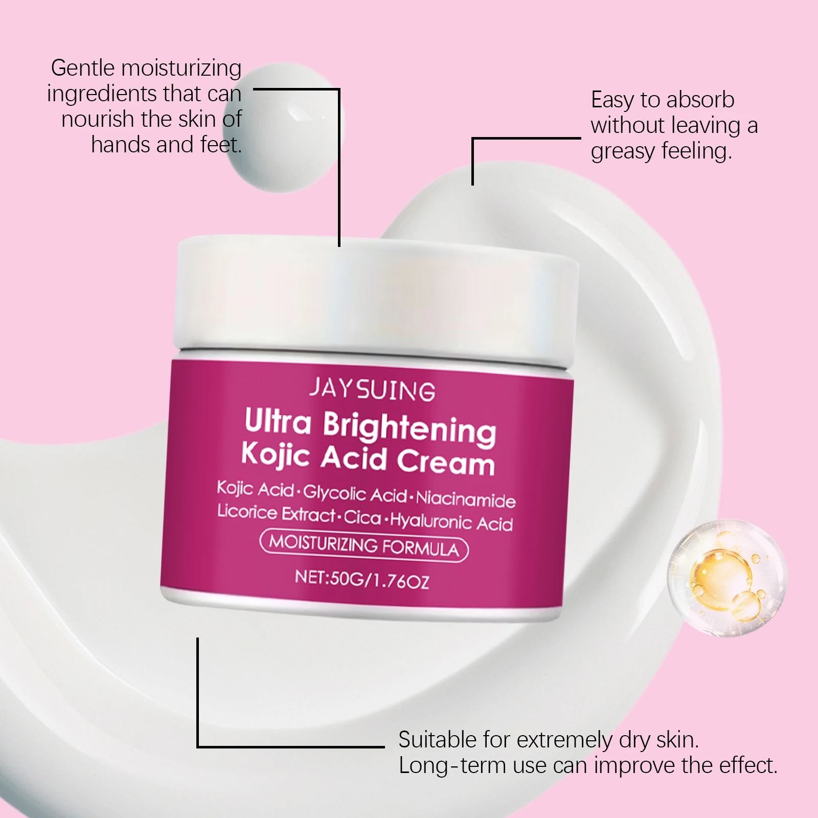 Jaysuing 50g Citric Acid Face Cream Moisturizing Nourishing Hydrating Smooth Skin Radiance For Daily Care Lightweight Formula For All Skin Types - Image 4