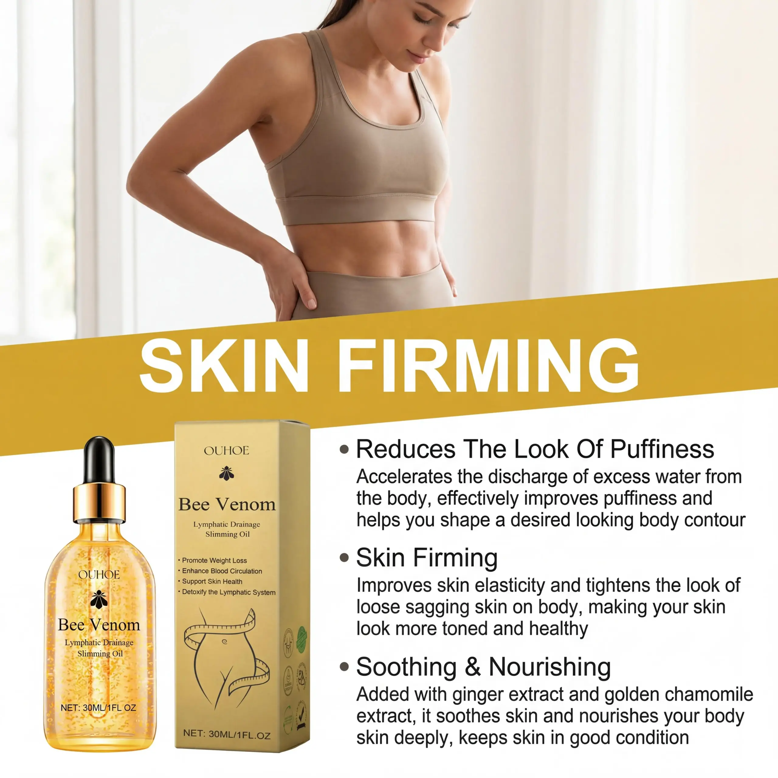 Bee Venom Slimming Oil Lymphatic Drainage Weight Loss Body Firming Tightening Hydrating Fat Burning Anti Cellulite Massage Oil - Image 7