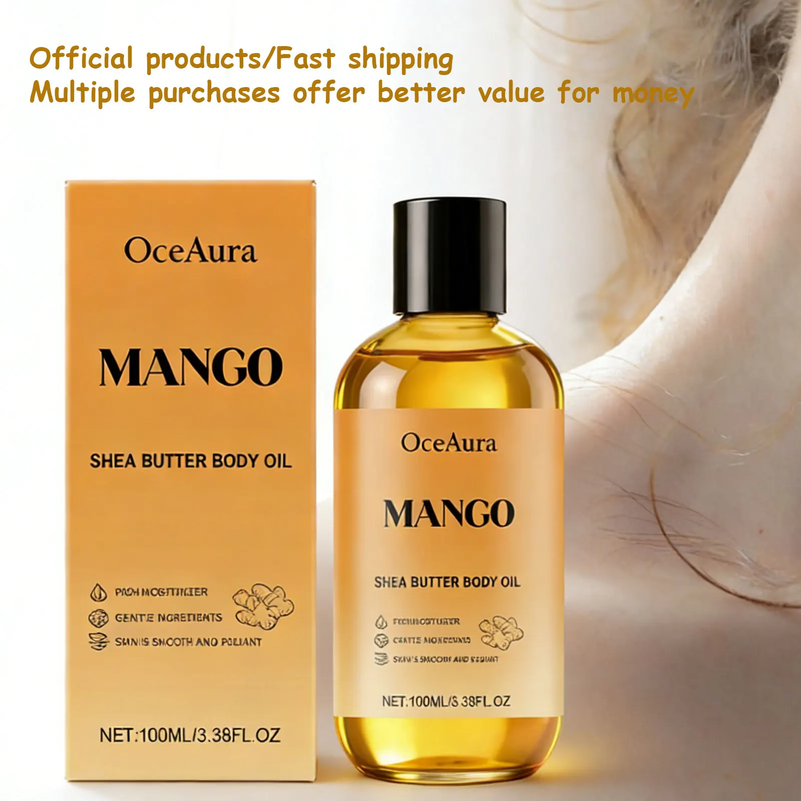 Oceaura 100ml Mango Shea Butter Body Oil Nourish Body Moisturize Soft Smooth Skincare Non Greasy Fresh Spa Massage Skin Oil
