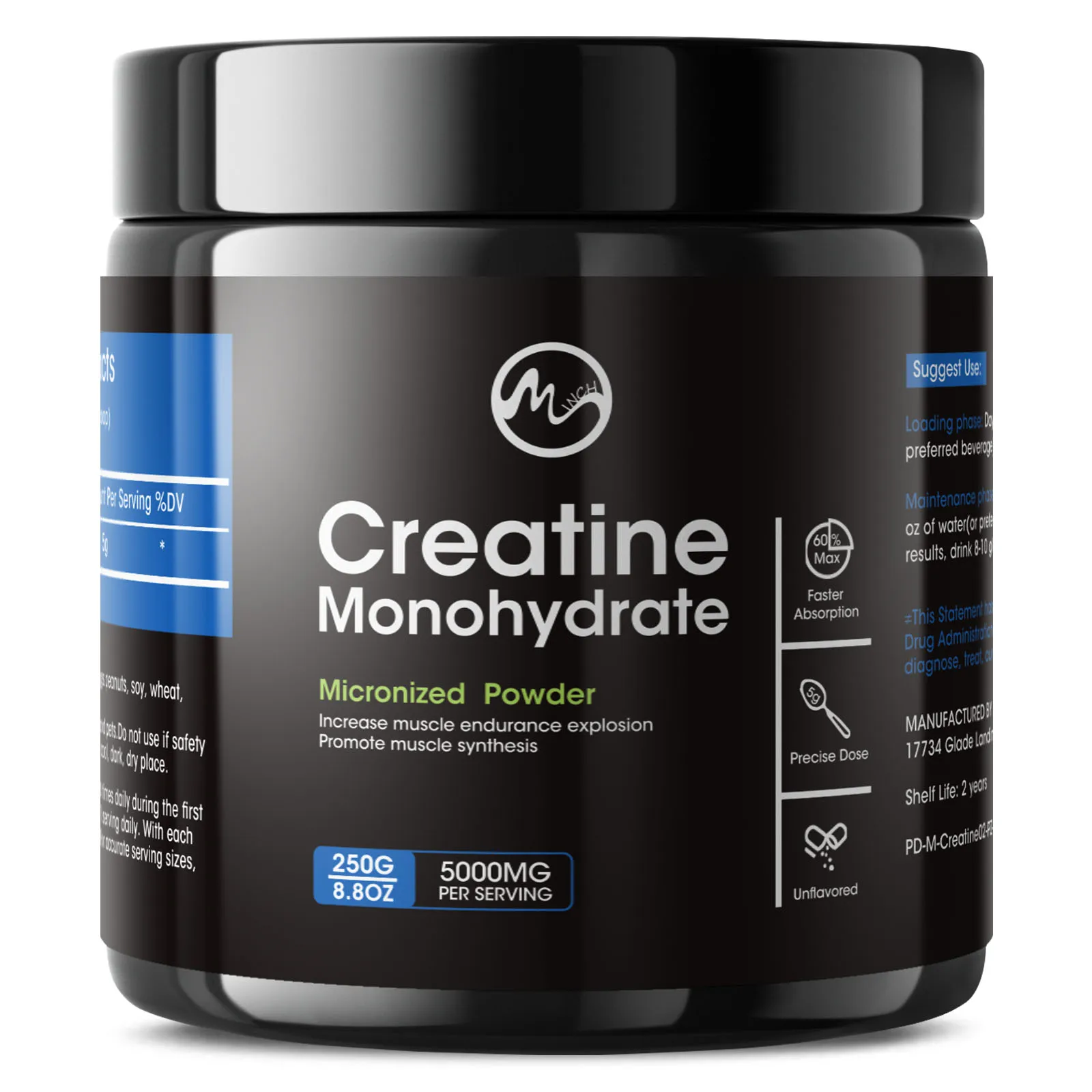 Minch Creatine Monohydrate Powder 5000mg Creatine Muscle Builder Post Workout Gain Strength Build Muscle for Men & Women