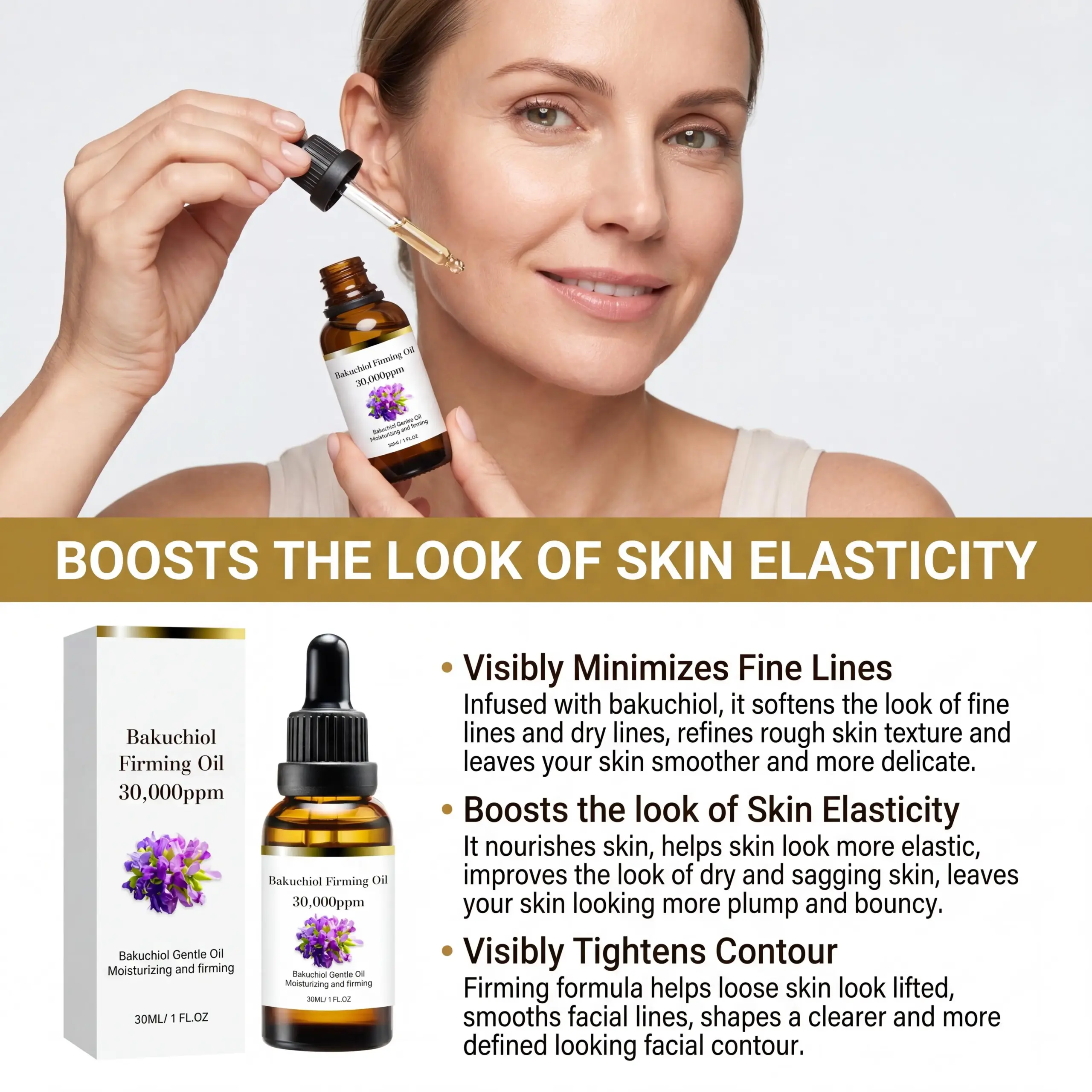 Bakuchiol Restorative Face Oil Jojoba Seed Oil Deep Moisturizing Boosting Elasticity Smoothing Fine Lines Firming Skin Contours Anti-Aging Beauty Care Oil - Image 7
