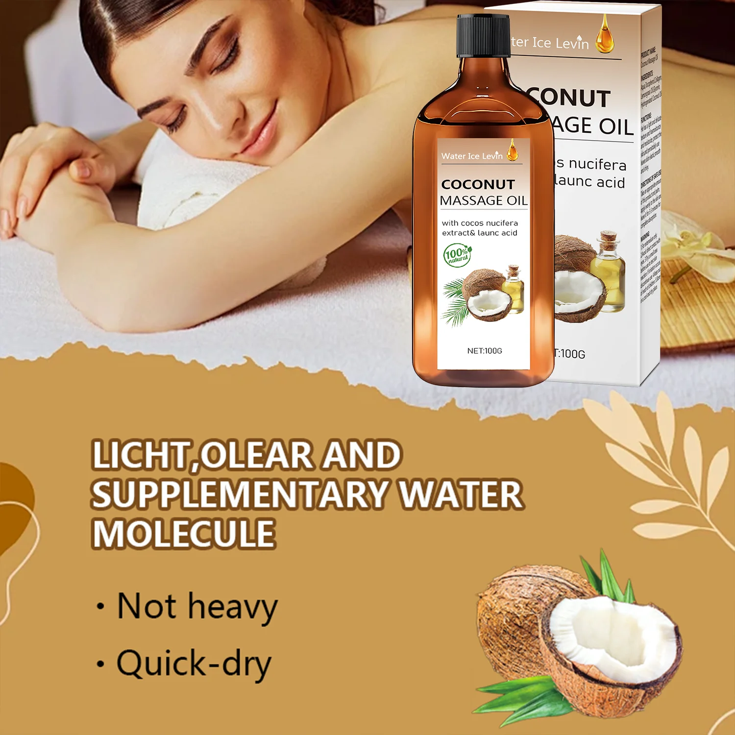 100% Natural Coconut Massage Oil with Lemongrass | Winter Skin Hydration & Glow | Non-Greasy Relaxing Ritual - Image 4