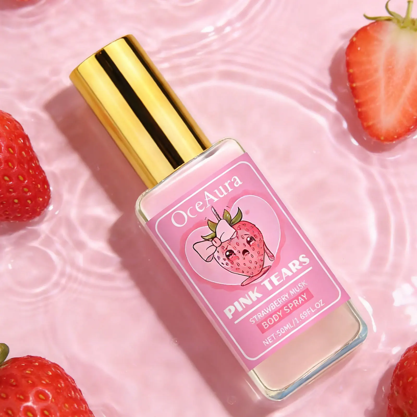 Oceaura 50ml Strawberry Musk Body Perfume Spray - Refreshing Deodorant Charming Sweet Fragrance for Dating