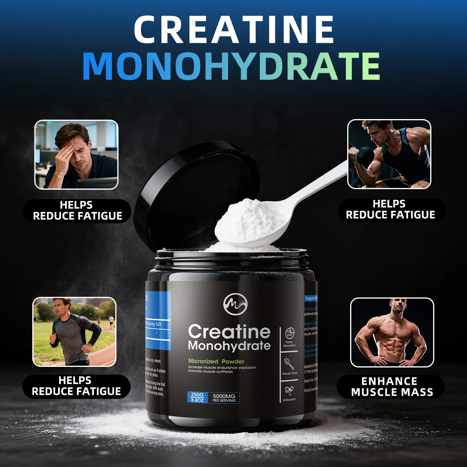 Minch Creatine Monohydrate Powder 5000mg Creatine Muscle Builder Post Workout Gain Strength Build Muscle for Men & Women - Image 5