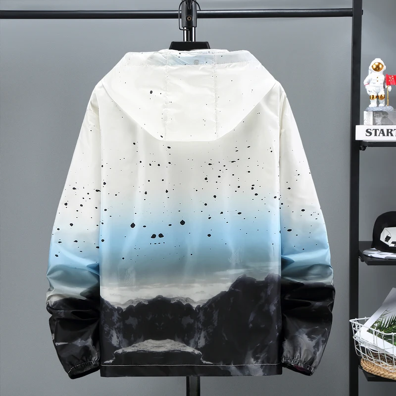 Mens woman Quick Dry Skin Jackets Sunscreen Waterproof Mens Thin Starry sky print Ultra-Light Windbreake Jacke 7XL Plus Size - Image 4