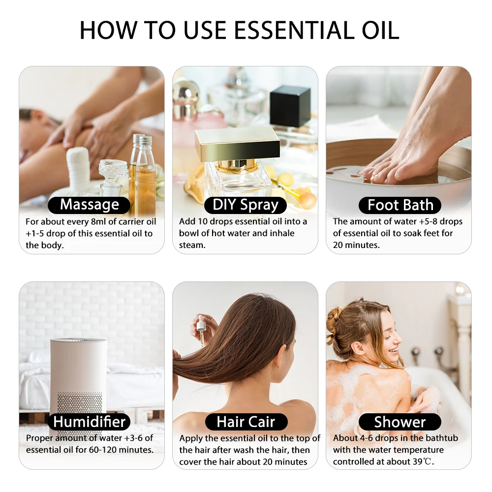 100ML Pure Natural Rose Essential Oils Humidifier Diffuser Lavender Vanilla Peppermint Geranium Cloves Basil Tea Tree Aroma Oil - Image 6