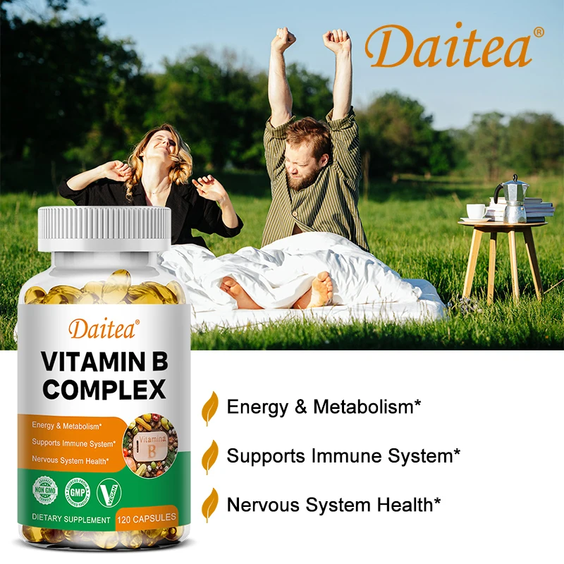Daitea Compound VitaminB Capsules VB B1 B2 B3 B5 B6 B7 B9 B12 Better Mood Assists Nervous System &Energy Support Supplement - Image 3
