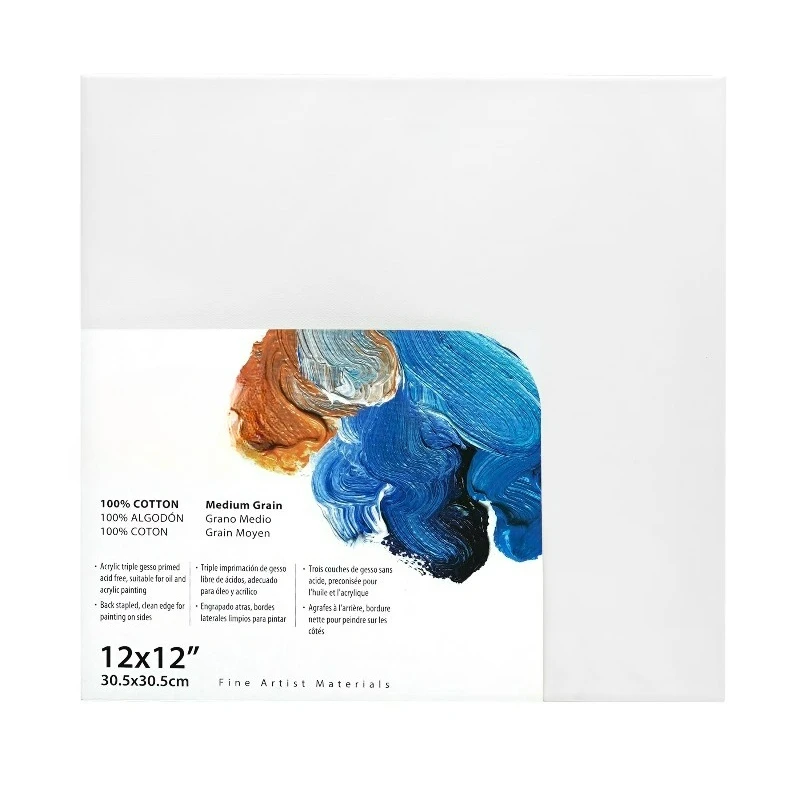 Artist 3D Stretched Canvas, 100% Cotton Acid Free White Canvas, 12"X12", 1 Piece, Deluxe Canvas, Ideal for Art Students, Educators, Artists and Professionals. - Image 2