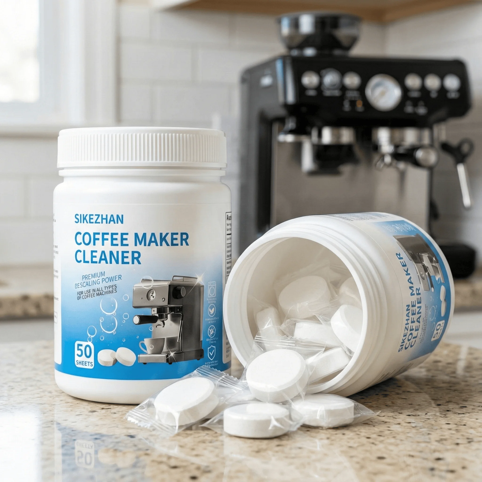 50 Sheets Universal Coffee Maker Cleaner Descaler for Keurig Nespresso Espresso Drip Machines Limescale Remover Cleaning Kit