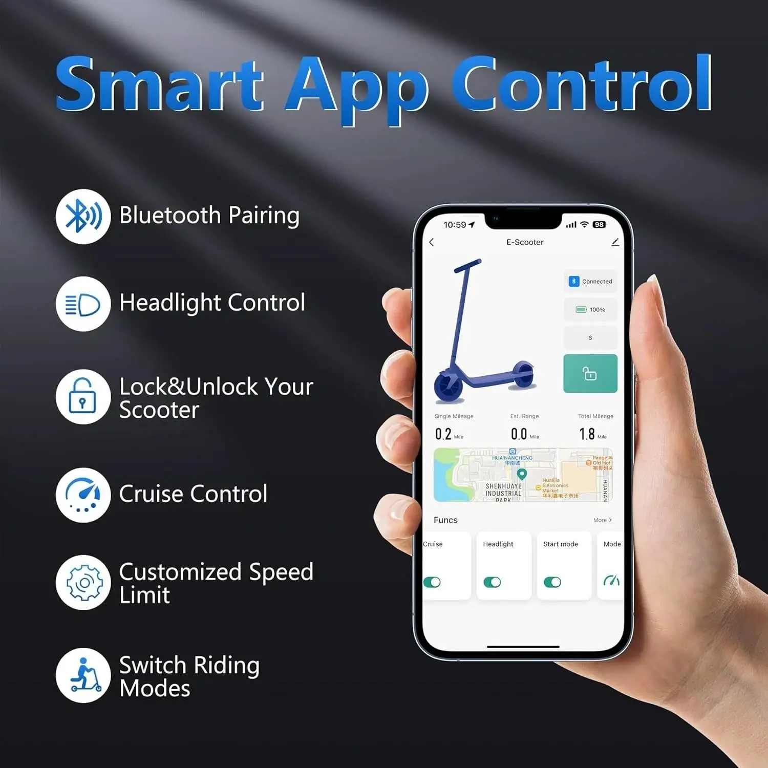 AOVOPRO New ESMAX Electric Scooter 500W 22MPH Adult APP Smart Scooter 28 miles Range Shock-absorbing Anti-skid Folding E-Scooter - Image 3