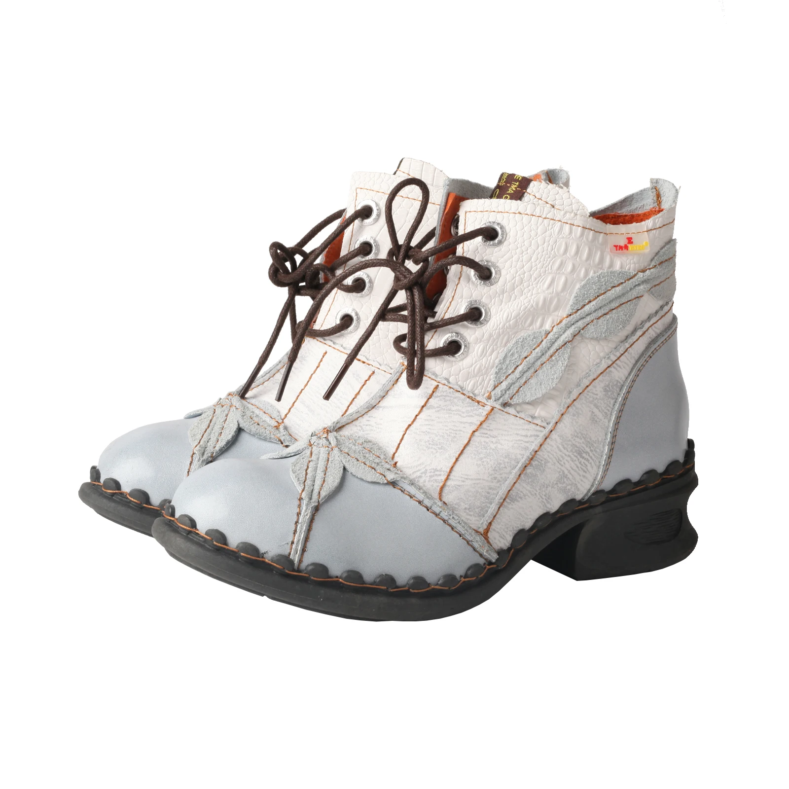 TMA EYES Women's Winter Leather Oxford Ankle Boots Fleece Lined Bootie Stylish Washed Finish Fashionable Winter Footwear - Image 4