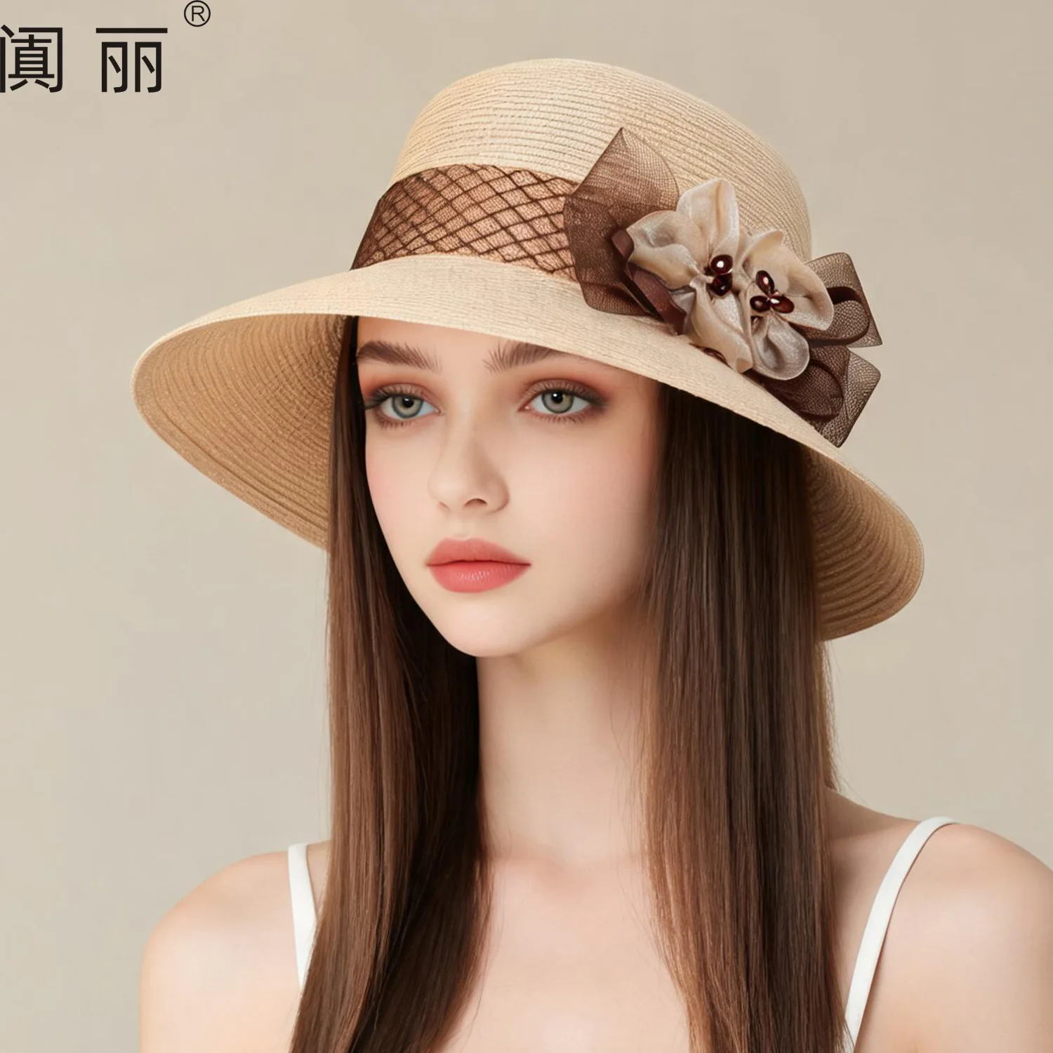Fashion British bucket hat flower top hat women's summer sunshade sun protection hat foldable outdoor breathable sun hat