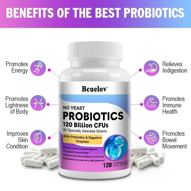 Digestive Health Probiotics 120 Billion CFU Prebiotics & Digestive Enzymes Adult Probiotic Supplement, Promotes Gut Health - Image 3