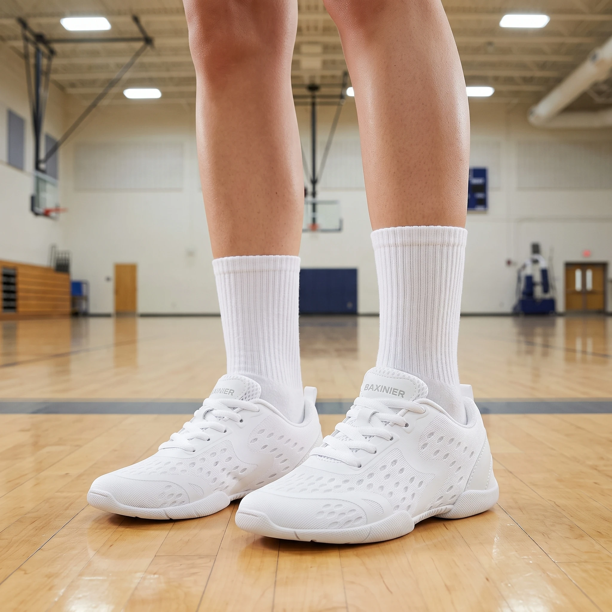 BAXINIER White Cheerleading Shoes Youth Kids Girls Women Lightweight Breathable Mesh Flexible Cheer Dance Shoes Gymnastics Aerobics Athletic Practice Performance Team Stunt Sneakers - Image 7