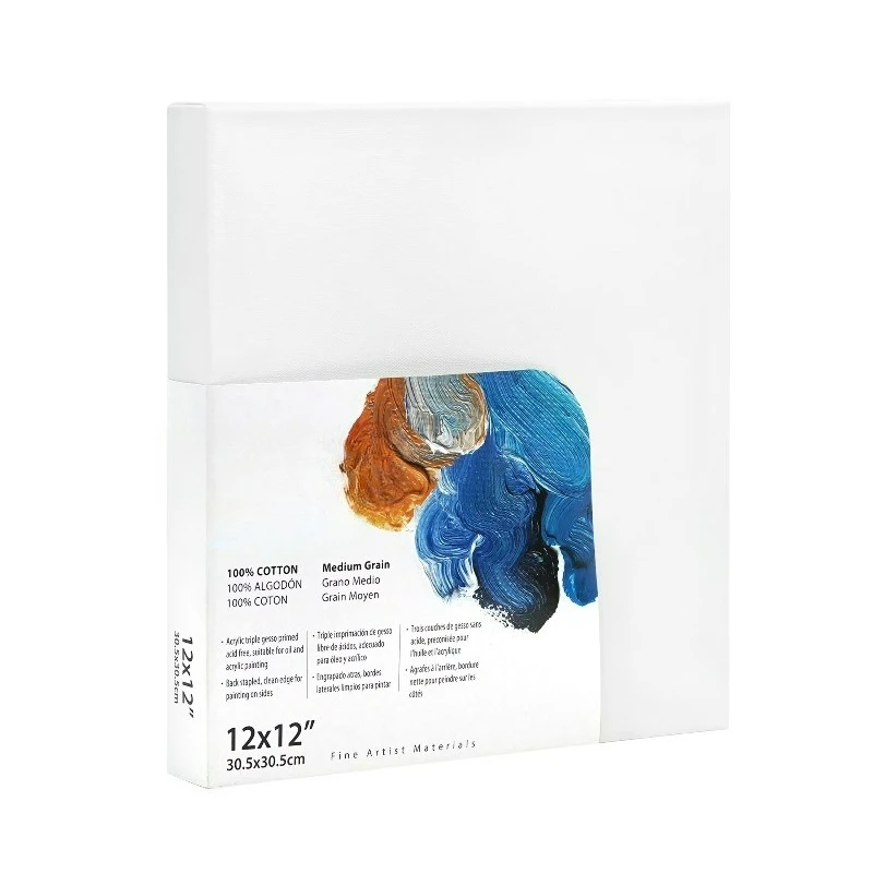 Artist 3D Stretched Canvas, 100% Cotton Acid Free White Canvas, 12"X12", 1 Piece, Deluxe Canvas, Ideal for Art Students, Educators, Artists and Professionals. - Image 4