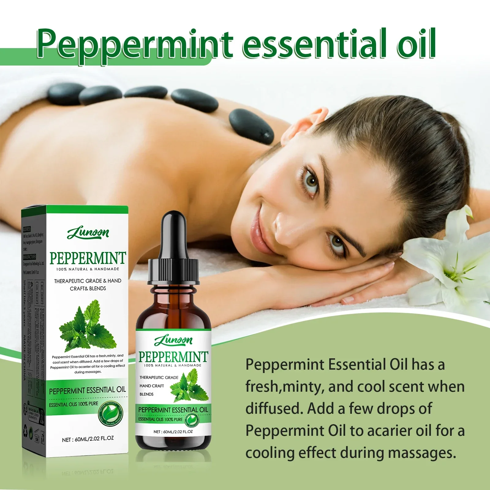 Cooling Mint Body Oil for Aromatherapy 60ml - Handcrafted, Refreshing Scent, Lightweight Moisture for Massage & Skin Care. - Image 2