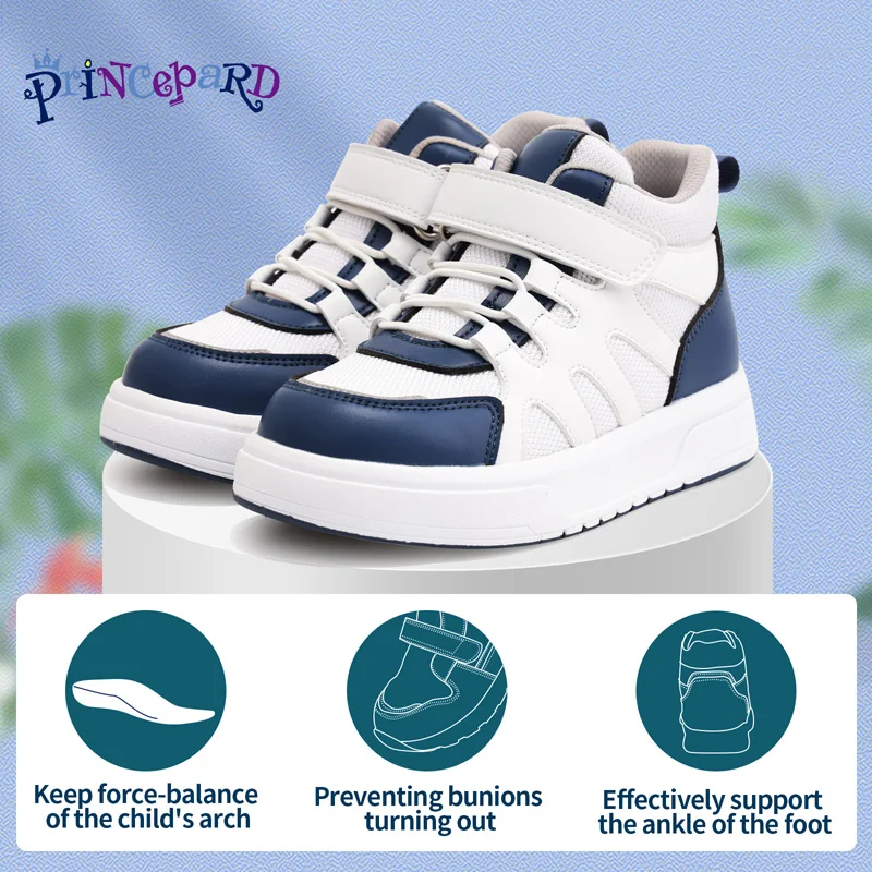 Princepard Kid Sneakers with Ankle Support Pink Blue Orthopedic Casual Shoes Boys Girls with Corrective Insole for Flat Feet - Image 3