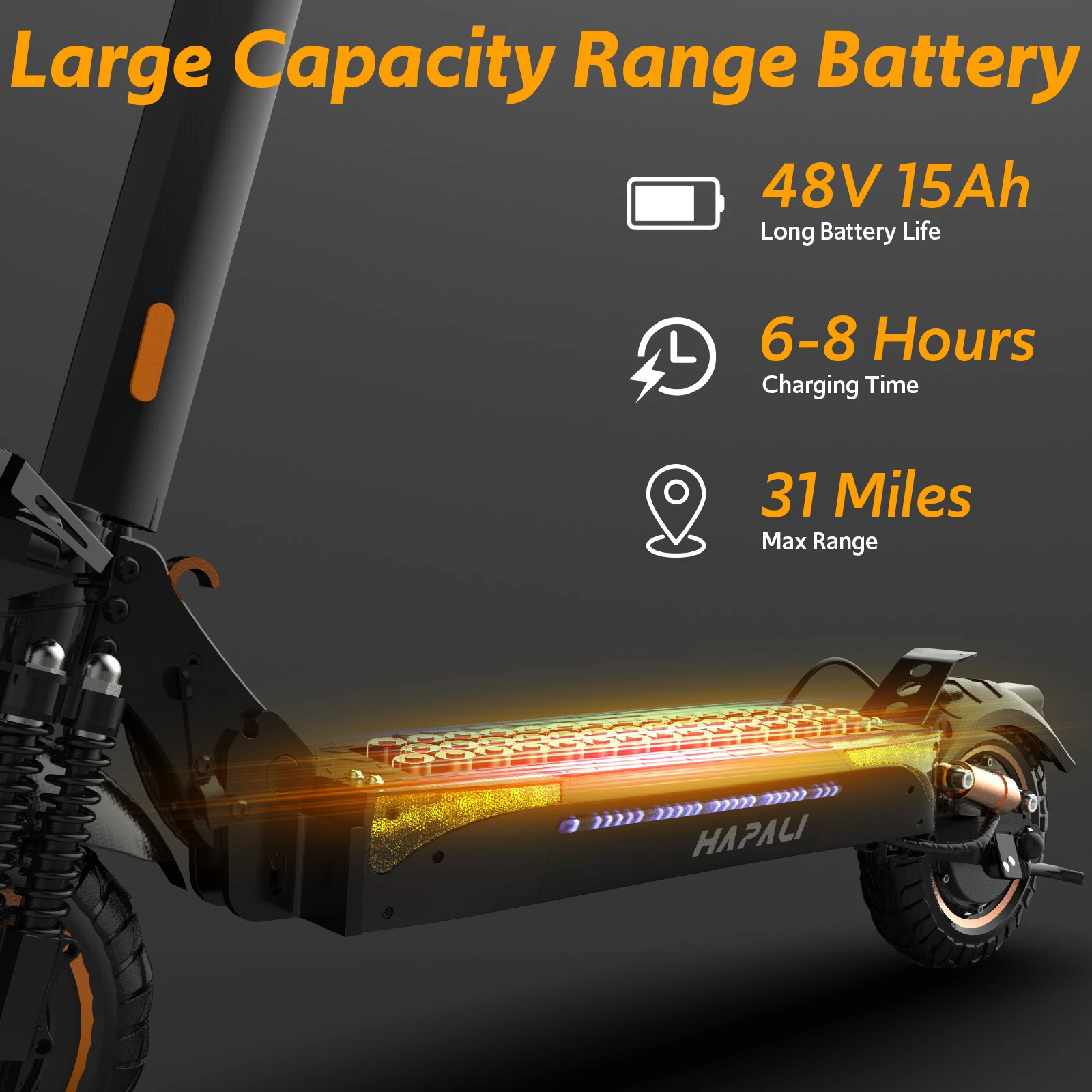 Off Road Electric Scooter, 1200W Motor, 31 Miles Range, 31 MPH, 11" All Terrain Tire, E-Scooter for Adults with Double Suspension & Side Light Disc Brakes - Image 5