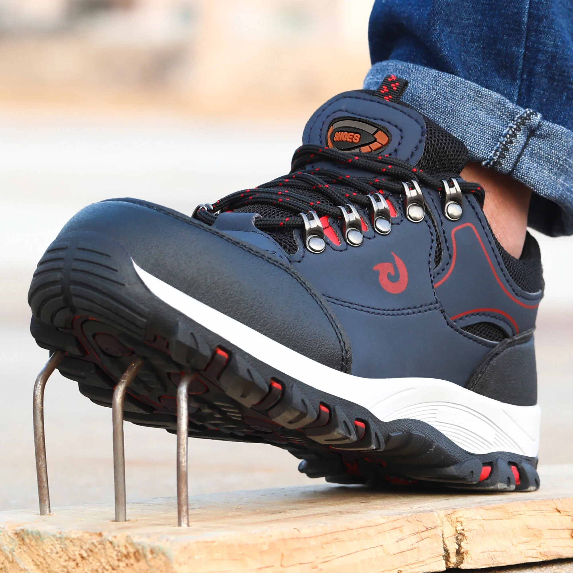 Men Steel Toe Safety Shoes Anti-Puncture Non-Slip Work Boots Wear-Resistant Breathable Hiking Safety Sneakers for Industrial Work - Image 6