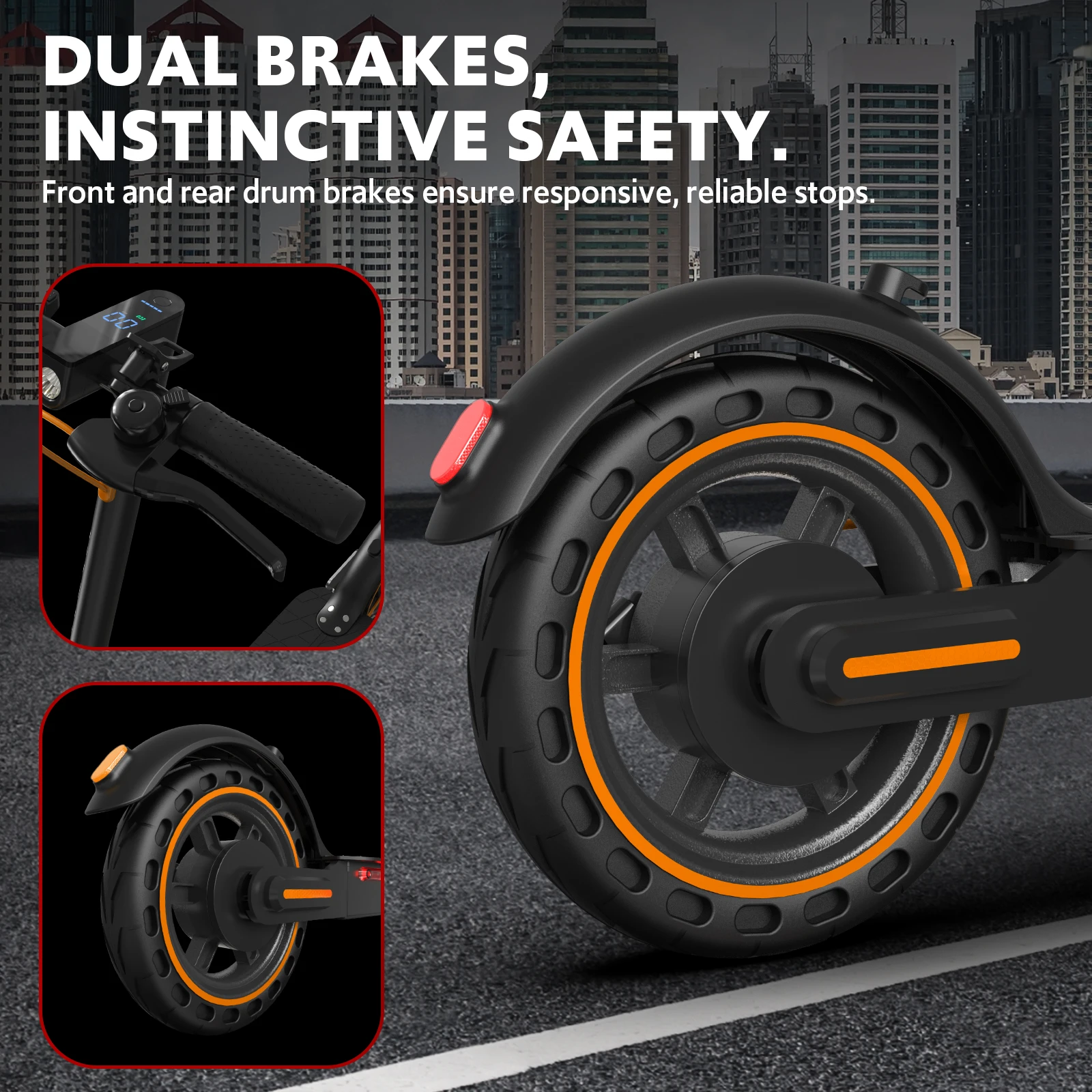 Electric Scooters for Adults,19 MPH 19 Miles Folding E-Scooter Built-in Side Lights, 550W Motor - Image 6