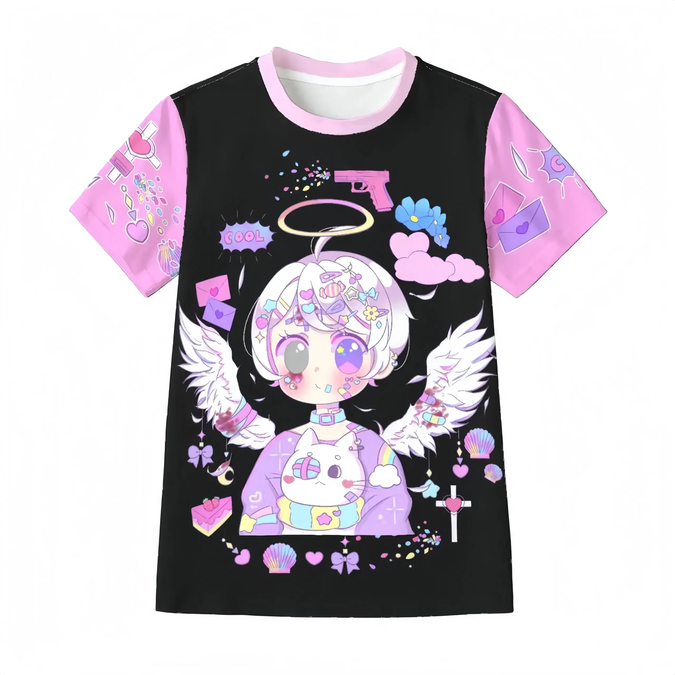 Summer New Sweet and Cute Girl Street Style T-shirt Y2K Harajuku Lively Adult/children Casual Sports Plus Loose Top - Image 2