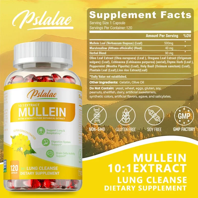 Mullein Leaf Extract - Natural Antioxidant, Supports Lung Function & Respiratory Health, Improves Digestion, and Boosts Immunity - Image 3