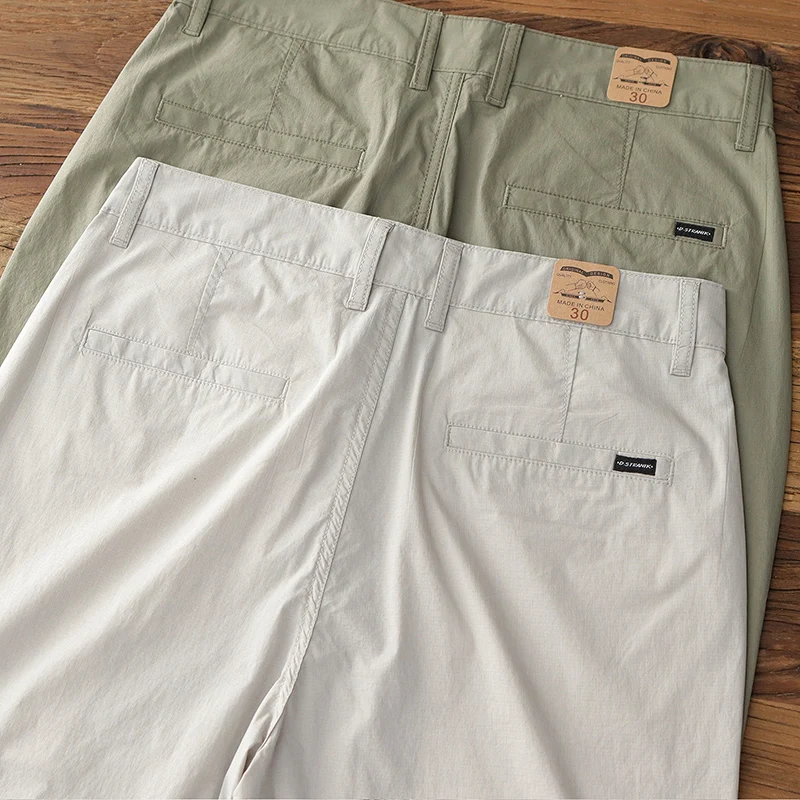 Summer New American Retro Thin Quick-drying Stretch Cargo Pants Men's Simple Chino Business Casual Straight Tapered Trousers - Image 2