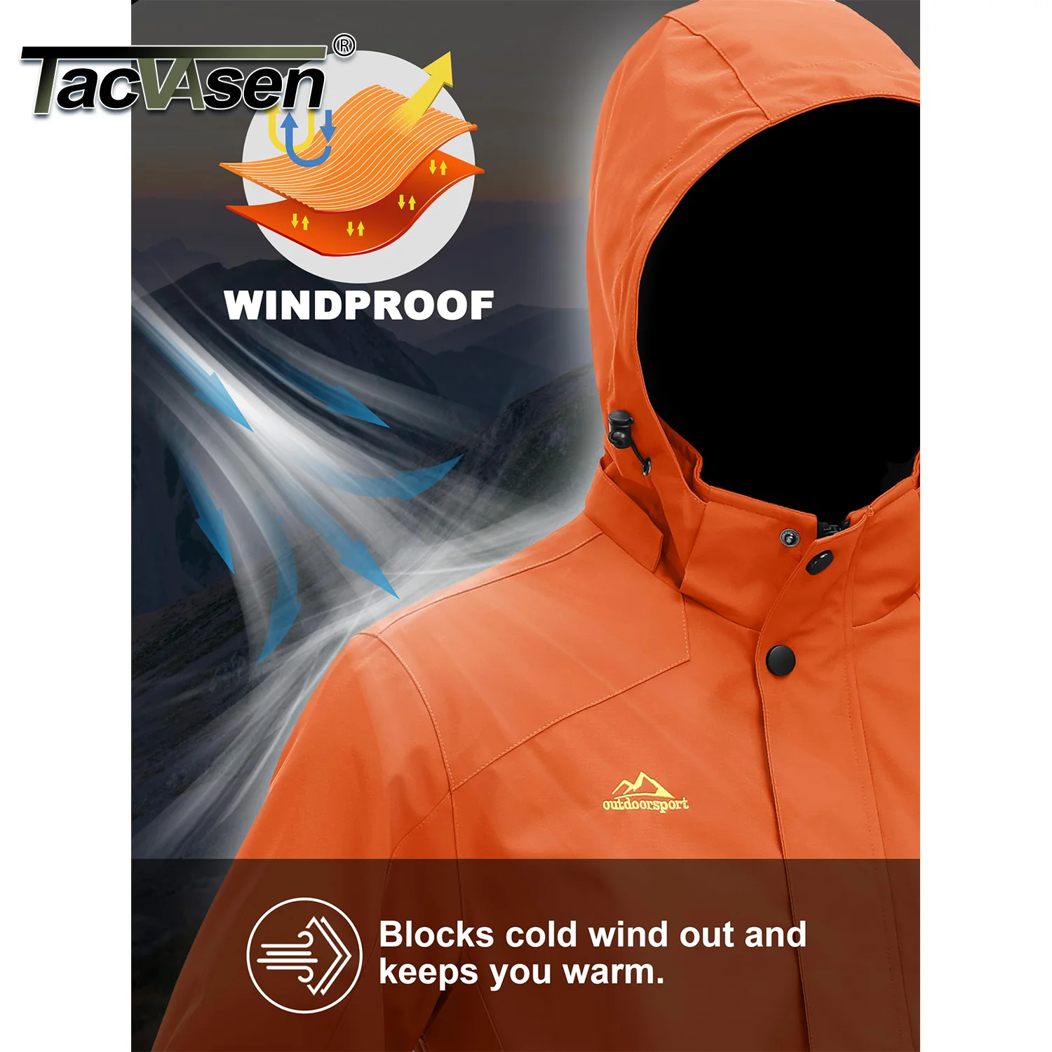 TACVASEN Spring Autumn Lightweight Jackets Mens Mesh Lined Waterproof Rain Jacket Outdoor Fishing Hiking Jacket Male Windbreaker - Image 2