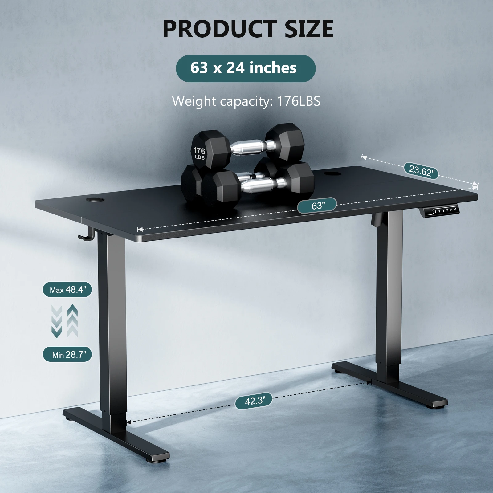 JHK 63x24 Inch Electric Standing Desk Ergonomic Height Adjustable Stand Up Sit Stand Computer Workstation Work Table For Office - Image 6