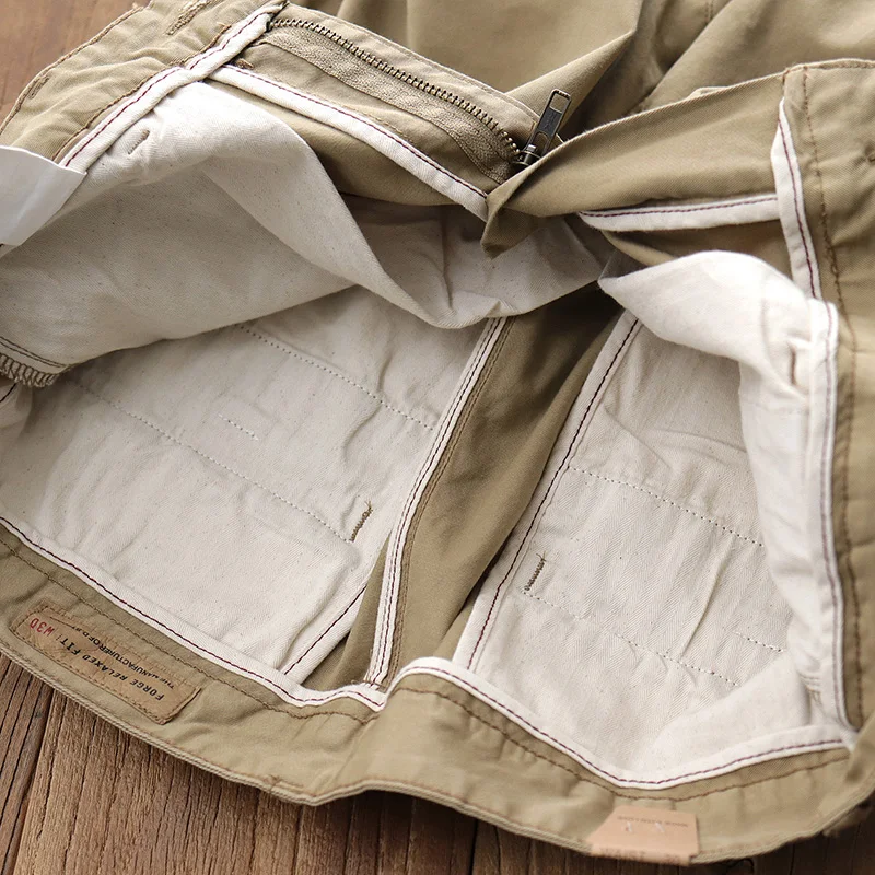 1102# Spring and Autumn New American Retro Twill Chino Casual Pants Men's Simple 97% Cotton Washed Slim Straight Pencil Trousers - Image 4