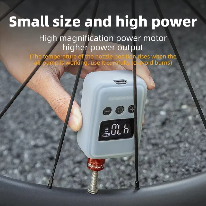 ROCKBROS Bicycle Pump 150PSI Portable Pocket Electric Air Pump Schrader Presta Valve MTB Rechargeable Compressor Tire Inflator - Image 3