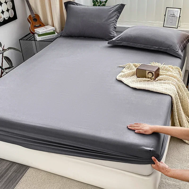 Premium Solid Color Brushed Fitted Sheet,Ultra-Soft Sateen Weave for Cozy Nights - Hypoallergenic and Easy Care Bedding - Image 4
