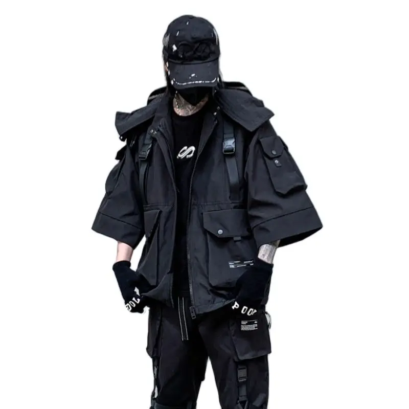 2026 Autumn Winter Hip Hop Techwear Cargo Jacket Men's Harajuku Casual Hooded Jackets Tactical Hooded Coats Streetwear - Image 6