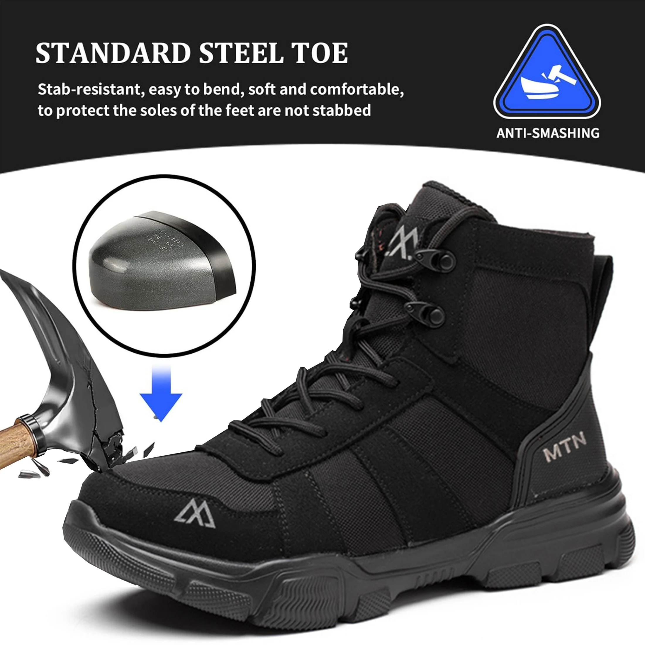 Lightweight Indestructible Steel Toe Safety Work Shoes Puncture Resistant Non Slip Tactical Work Sneakers for Men Women - Image 4