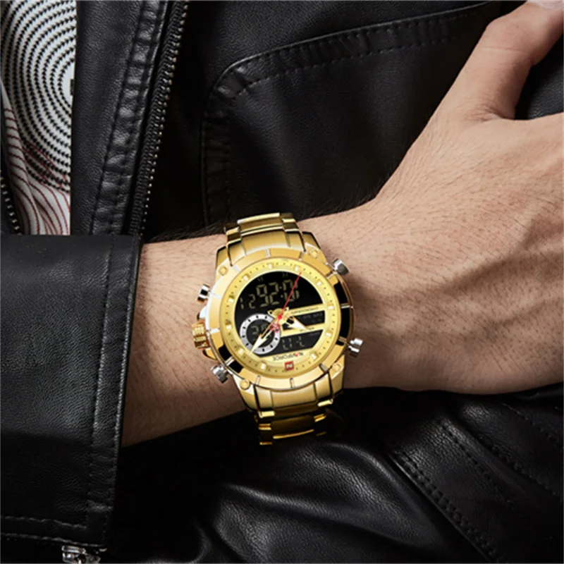 NAVIFORCE 9163 Luxury Original Sport Wrist Watch For Men Quartz Steel Waterproof Dual Display Military Watches Relogio Masculino - Image 6