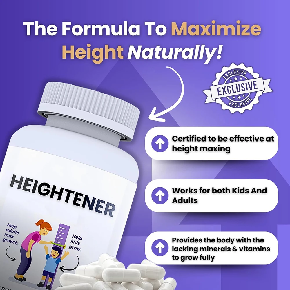 Heightener - Natural Height Growth Supplement for Kids, Teens and Adults to Increase Bone Strength and Grow Taller, Height Pills - Image 4