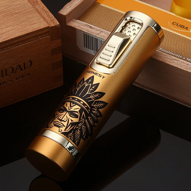 New Powerful Direct-fire Cigar Gas Lighter, Retractable Fire Outlet, Metal, with Cigar Needle, Men's Igniter Gift - Image 6