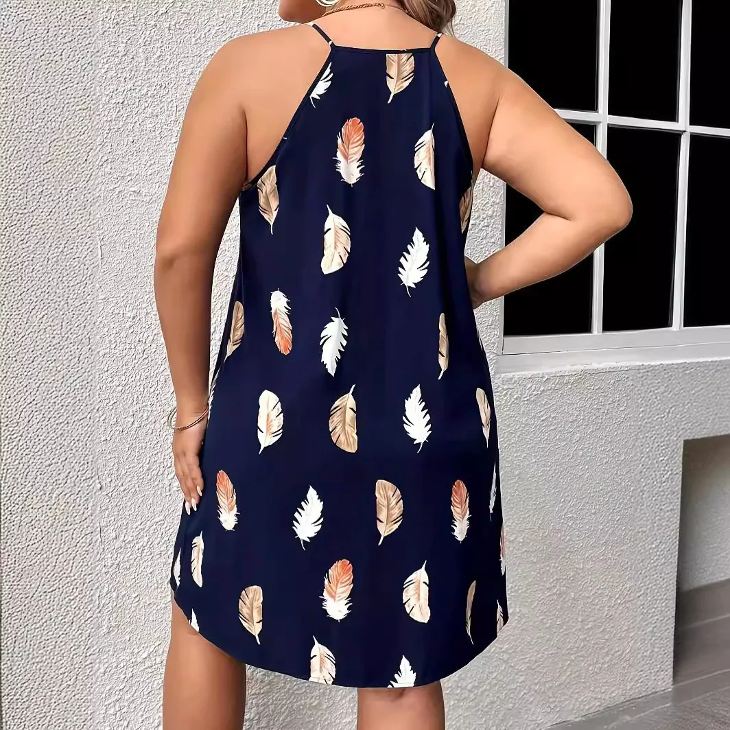 Fashionable Printed plus Size Women's Dress Gothic Style A-Line Skirt Zipper Closure Mid-Length Casual City Walk Dress - Image 4