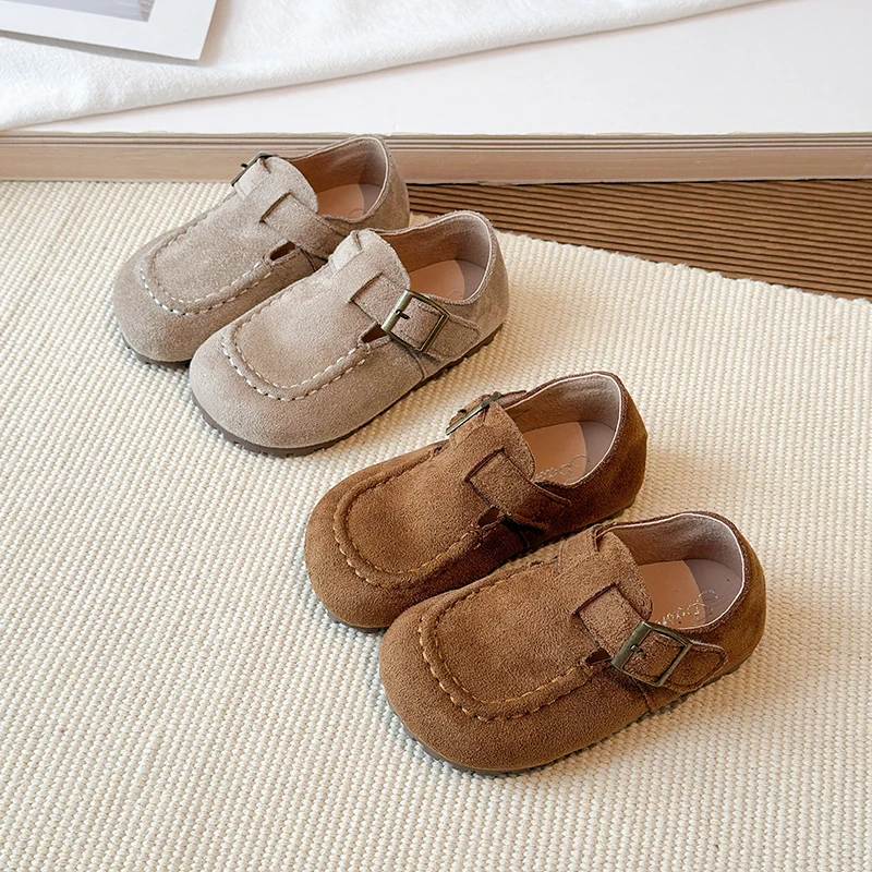 Girls Flats 2026 Spring Fall Shallow Lazy Loafers Shoes for Kids Girl Comfortable Soft Suede Sneaker Casual School Shoes Child