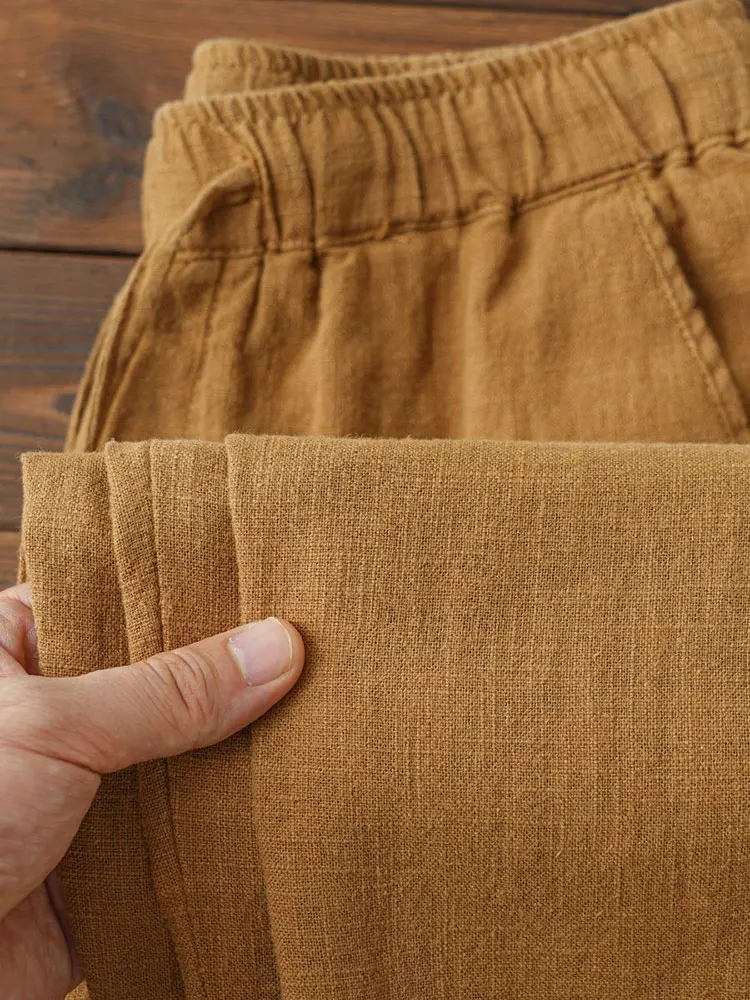 Casual Cotton Linen Chino Pants Men Wide Leg Lightweight Baggy Cotton Sweatpants Male Walking Jogger Trousers Work