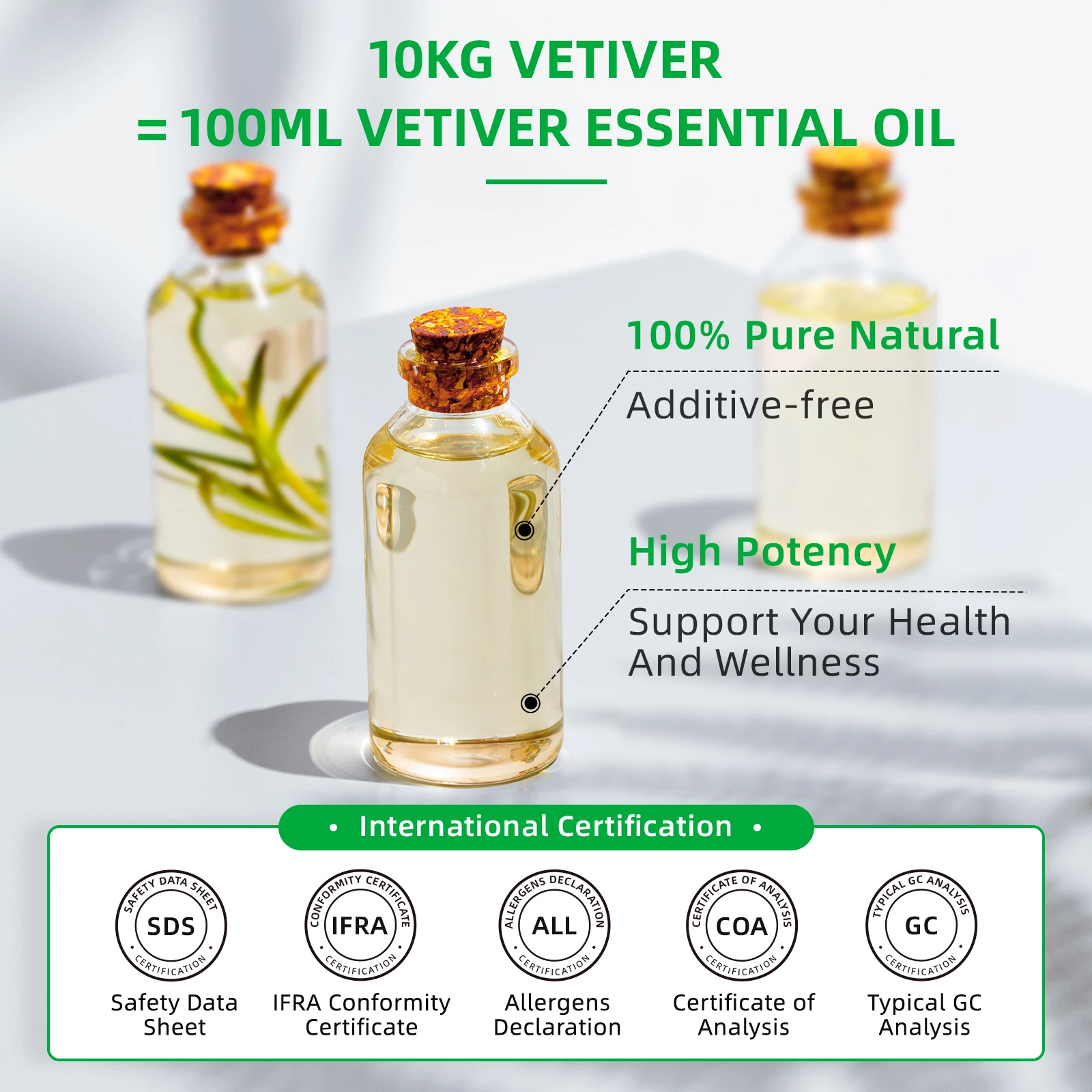 HIQILI 100ML Vetiver Essential Oils,100% Pure Nature for Aromatherapy, Diffuser, Humidifier,Massage, Relieving Stress, Hair Care - Image 5