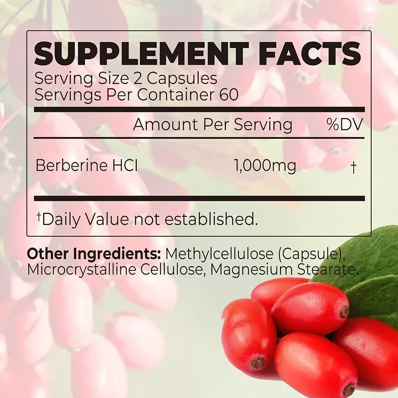 Berberine Capsules - Support Overall Health and Immune Function, Promote Digestion, Enhance Energy, Anti-oxidant and Anti-aging - Image 2