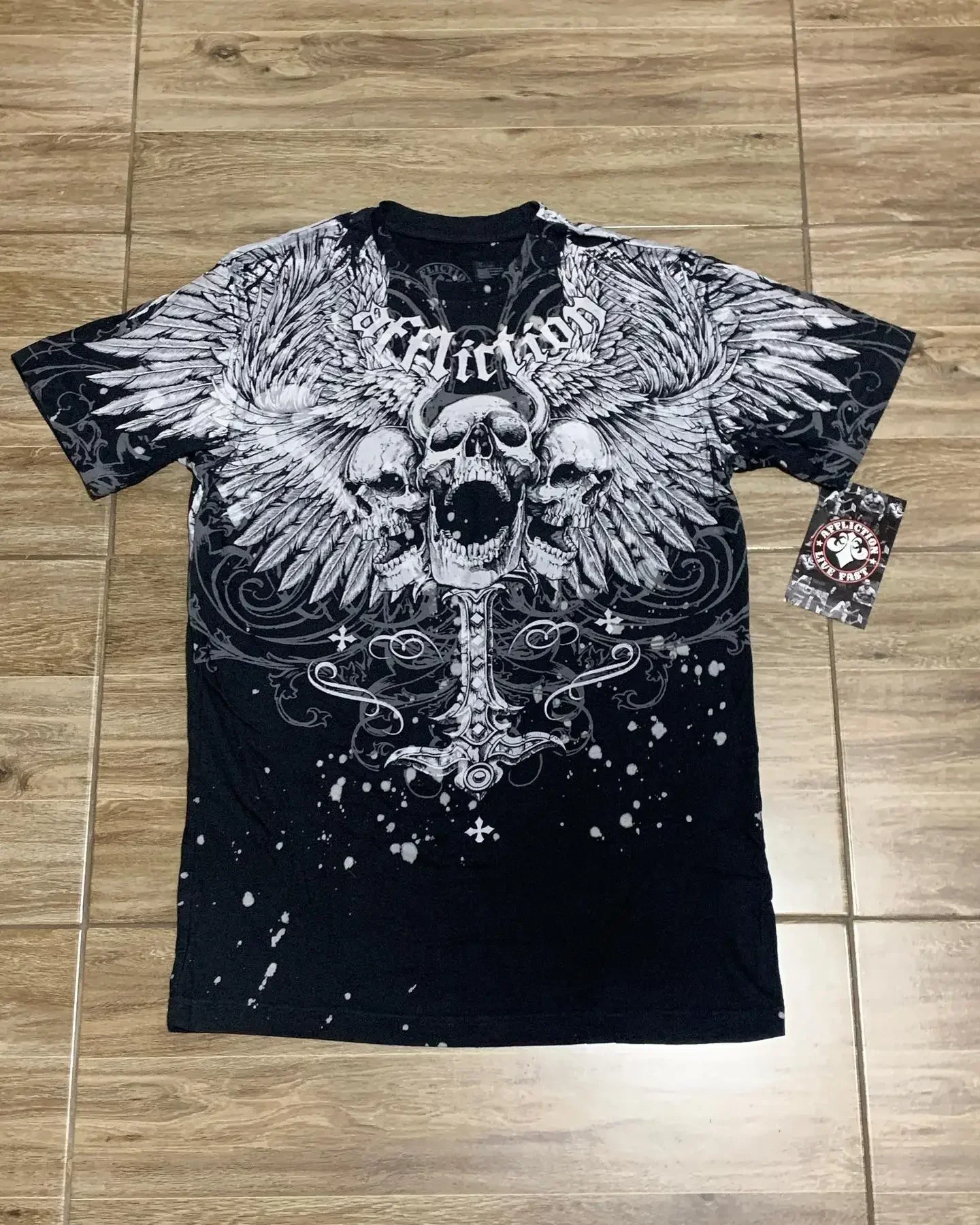 2000S Gothic Blue Retro Print Hip Hop Street Fashion Y2K Plus Size T Shirt Short Sleeve Female Couple Top - Image 3
