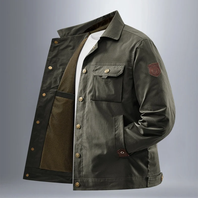 Men's Tactical Military Jacket Autumn Winter Tactical Cargo Jackets Men Casual Multiple Pockets Windproof Outdoor Workwear Coats - Image 5