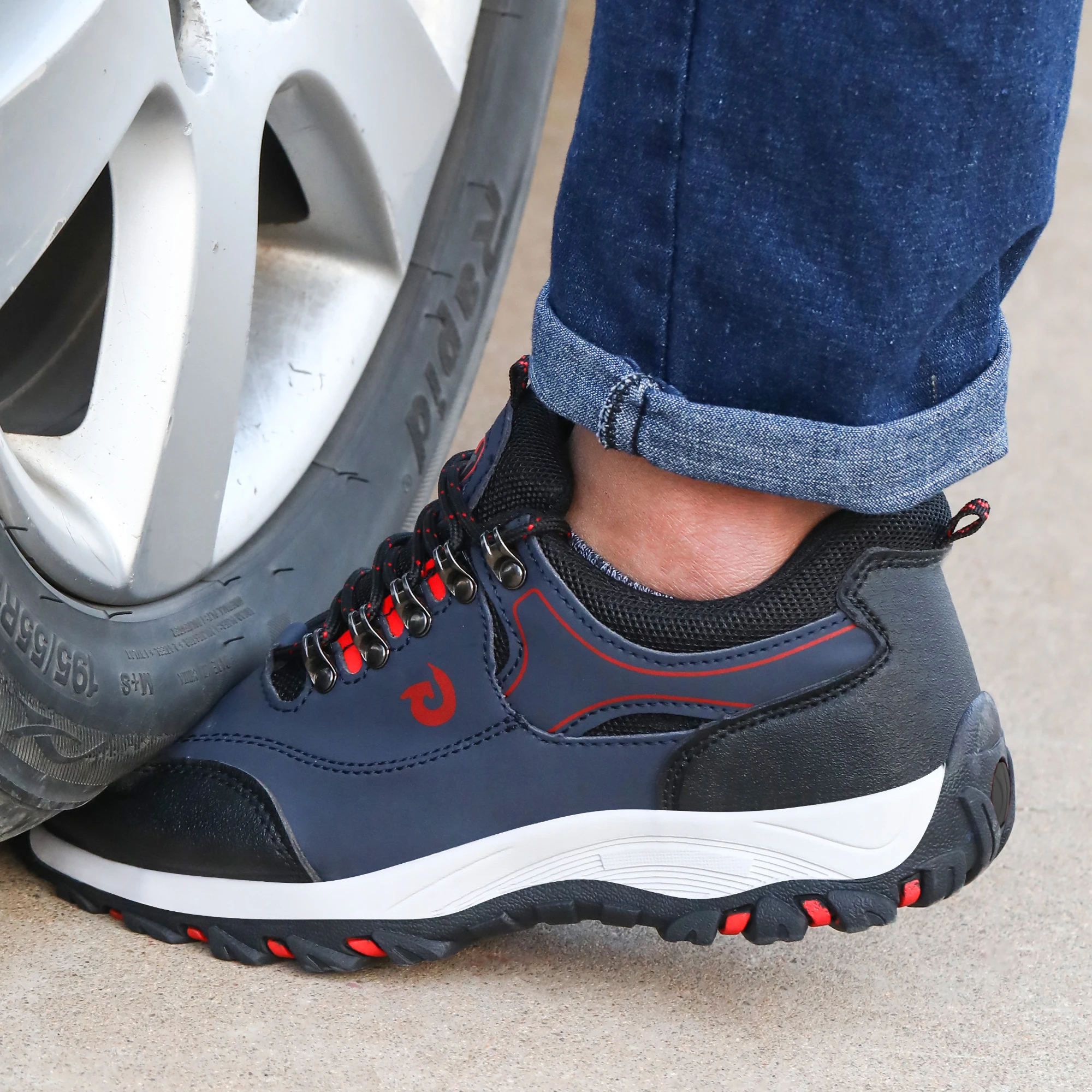 Men Steel Toe Safety Shoes Anti-Puncture Non-Slip Work Boots Wear-Resistant Breathable Hiking Safety Sneakers for Industrial Work - Image 5