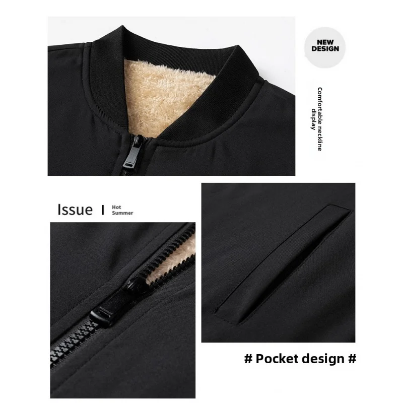 Lamb Velvet Jacket Winter Warm Baseball Collar Jacket Men'S 2025 New Fashion Casual Jacket Jackets Trench Coat Fishing Hoodies - Image 4