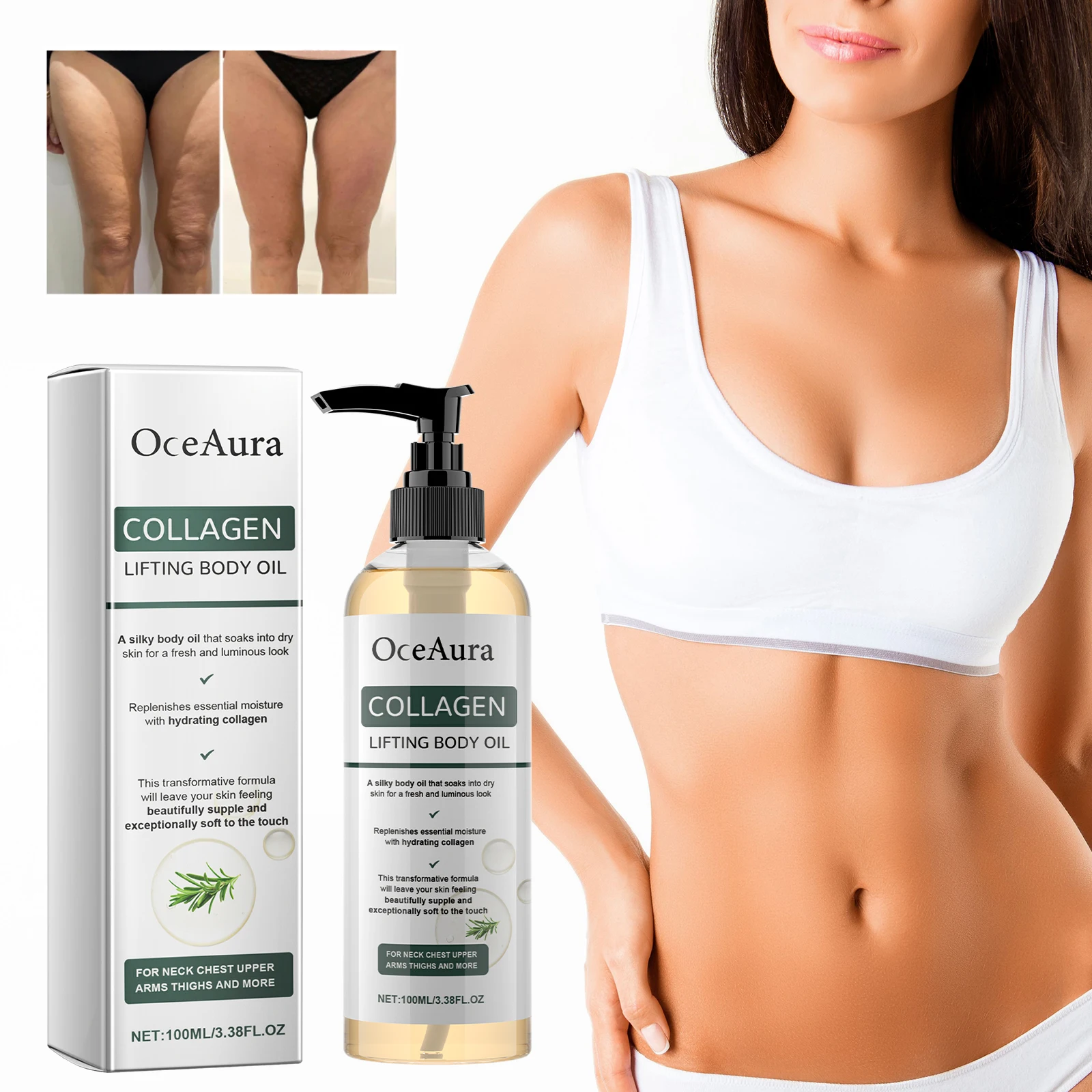 OceAura Collagen Body Oil Moisturizing and Moisturizing Whole Body Massage Essential Oil for Dry Skin Moisturizer Hydrating - Image 2
