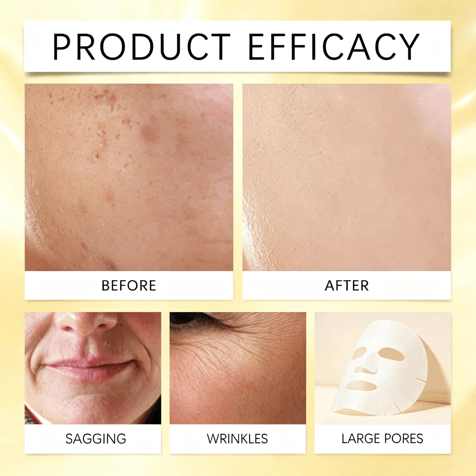 Collagen Niacinamide Facial Sheet Mask, Hoygi Radiant Mild Brightening Face Mask With Glutathione & Pineapple Fruit Water, Deep Moisturizing, Improve Dullness & Dark Spots, Hydrating Skin Care Mask For Daily Use - Image 5